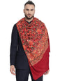Pashtush India 100x200 Pashtush Mens Stole, Aari Embroidery, Maroon