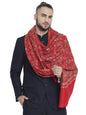 Pashtush India 100x200 Pashtush Mens Stole, Aari Embroidery, Red