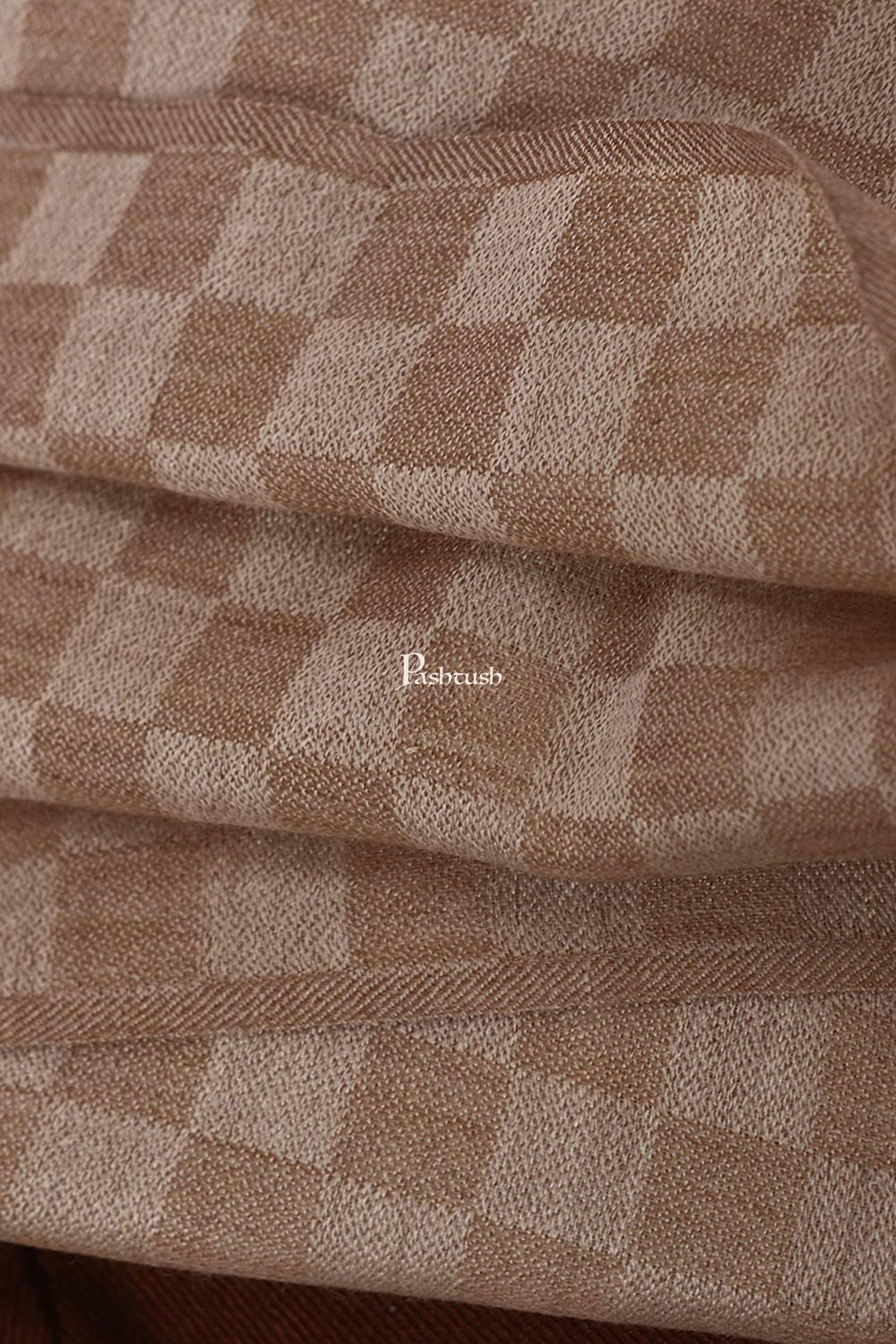 Pashtush India Mens Scarves Stoles and Mufflers Pashtush Mens Stole, Checkered Design, Extra-Soft Cashmere Feel, Taupe