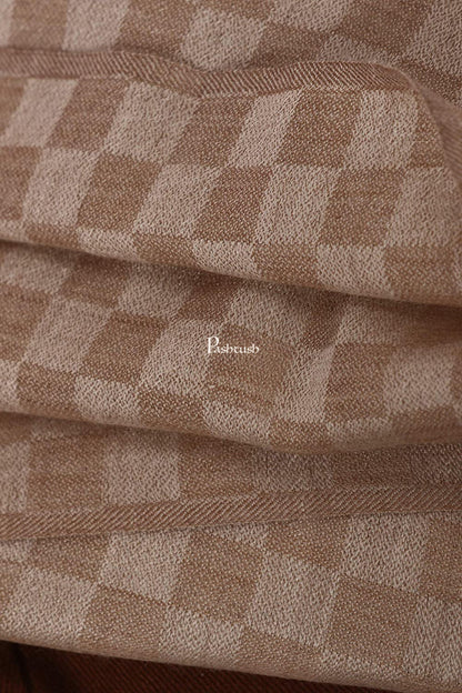 Pashtush India Mens Scarves Stoles and Mufflers Pashtush Mens Stole, Checkered Design, Extra-Soft Cashmere Feel, Taupe
