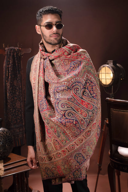 Pashtush India Mens Scarves Stoles and Mufflers Pashtush Mens Stole, Faux Pashmina, Woven Antique Heritage Design, Jamawar, Multicolour