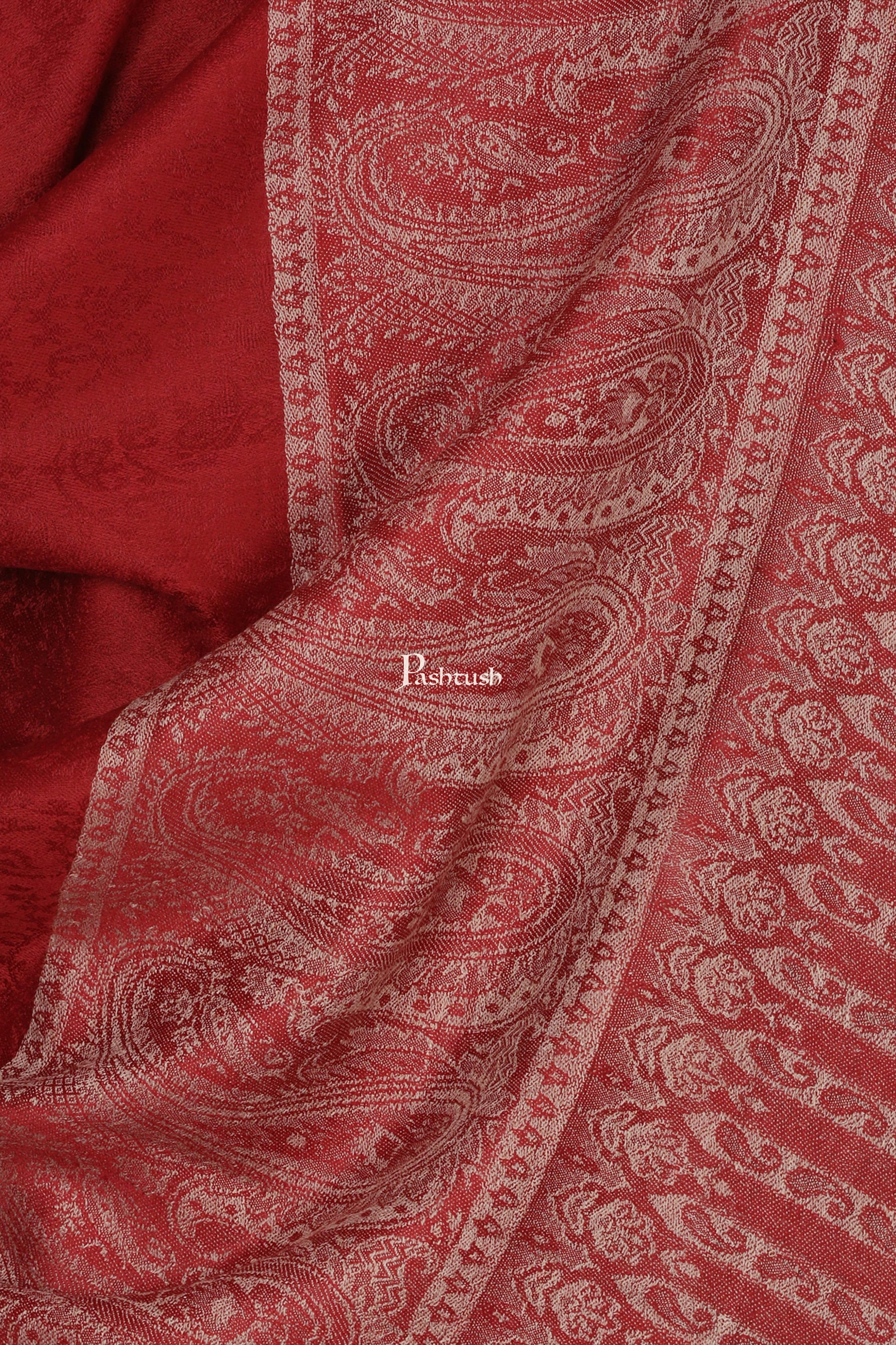 Pashtush India Mens Scarves Stoles and Mufflers Pashtush Mens Stole, Fine Wool Jacquard Weave, Soft And Light Weight Maroon