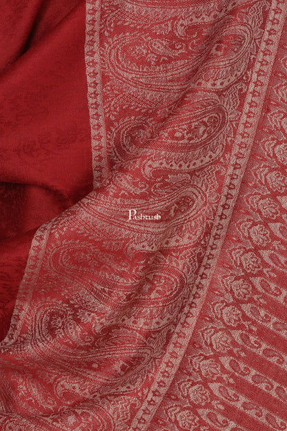 Pashtush India Mens Scarves Stoles and Mufflers Pashtush Mens Stole, Fine Wool Jacquard Weave, Soft And Light Weight Maroon