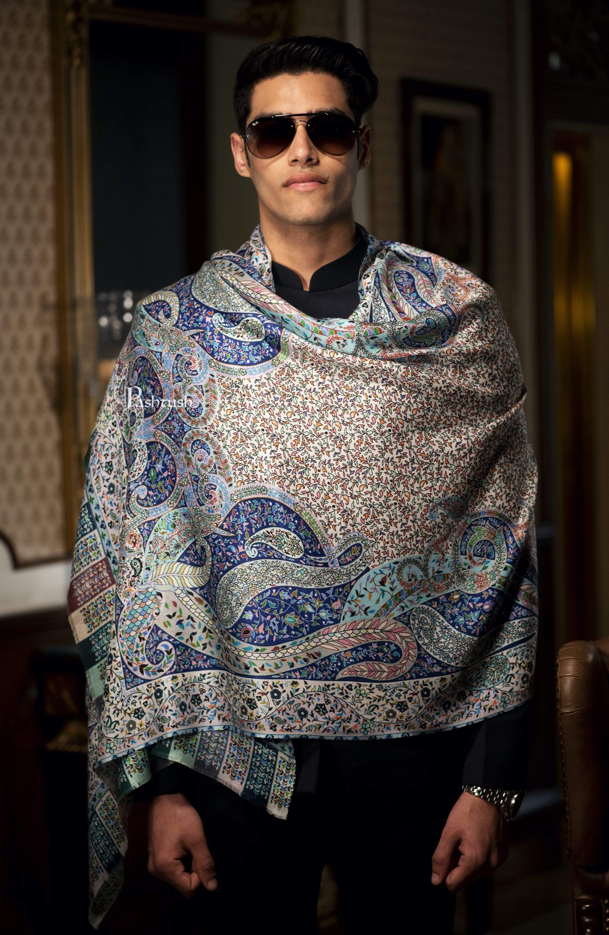 Pashtush India 70x200 Pashtush Mens Stole, Kalamkari Printed Ethnic Scarf