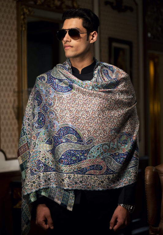 Pashtush India 70x200 Pashtush Mens Stole, Kalamkari Printed Ethnic Scarf