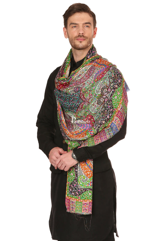 Pashtush India Mens Scarves Stoles and Mufflers Pashtush Mens Stole, Kalamkari Printed Ethnic Scarf