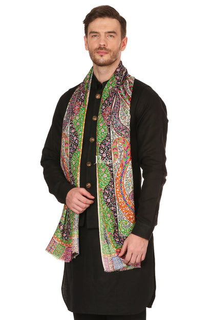 Pashtush India Mens Scarves Stoles and Mufflers Pashtush Mens Stole, Kalamkari Printed Ethnic Scarf