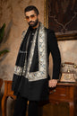 Pashtush India Mens Scarves Stoles and Mufflers Pashtush Mens Stole, Kashmiri Tilla Embroidery, Border Design, Twilight Collection, Black