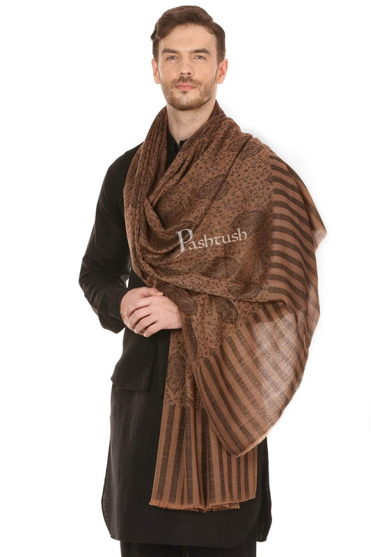 Pashtush Shawl Store Stole Pashtush Mens Stole Scarf, Extra Soft Wool Stole - Brown
