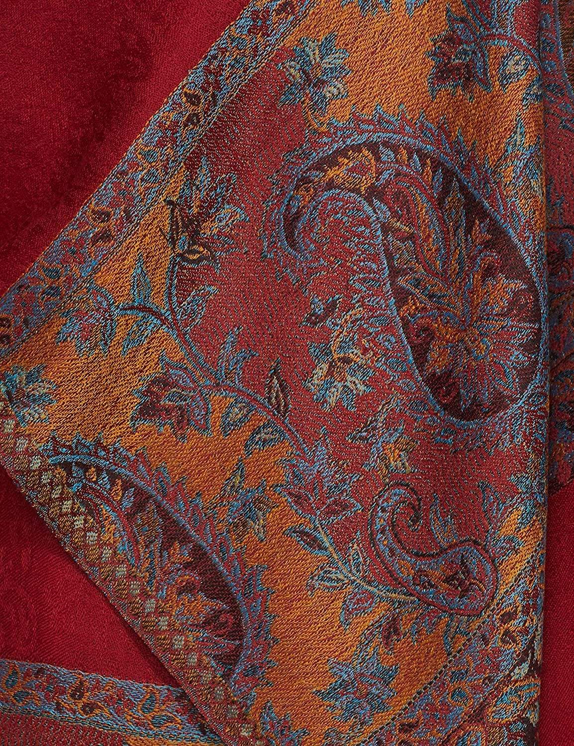 Pashtush India 100x200 Pashtush Mens Stole, Soft Wool with Ambi Weave Palla, Maroon