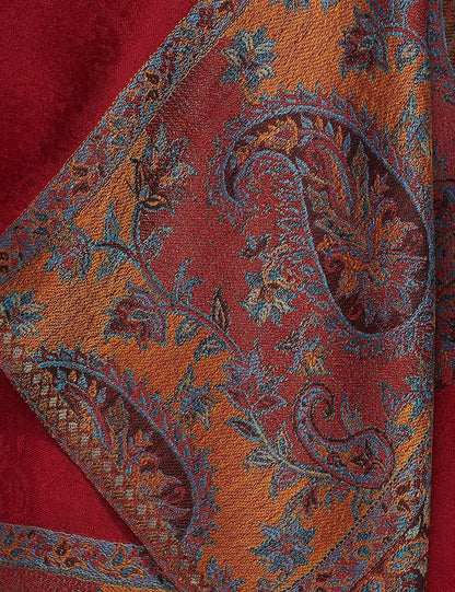 Pashtush India 100x200 Pashtush Mens Stole, Soft Wool with Ambi Weave Palla, Maroon