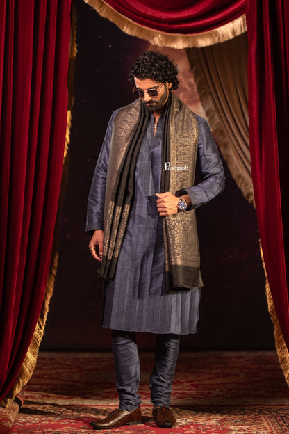 Pashtush India Mens Scarves Stoles and Mufflers Pashtush Mens Stole, Twilight Design, Black