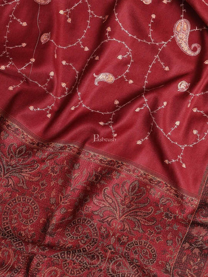 Pashtush India 100x200 Pashtush Mens Stole, Vintage Jamawar Design with Needle Embroidery