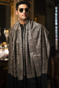 Pashtush India 100x200 Pashtush Mens Stole with Tone on Tone Embroidery, Soft and Warm, Rich Black