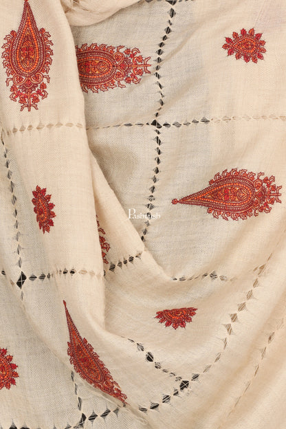 Pashtush India Mens Shawls Gents Shawl Pashtush Mens Tarkashi Embroidery Shawl - Soft Light Weight And Warm Wool