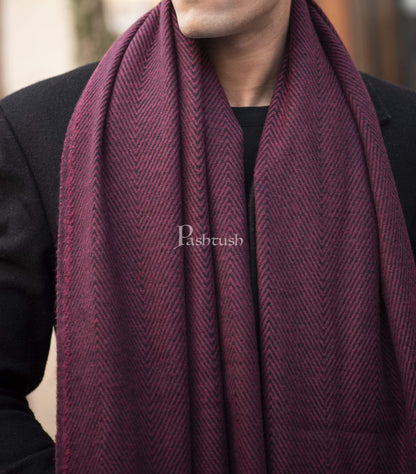 Pashtush India 100x200 Pashtush Mens Thick and Warm Woollen Scarf, Blowout Burgundy