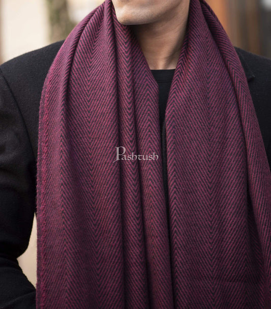 Pashtush India 100x200 Pashtush Mens Thick and Warm Woollen Scarf, Blowout Burgundy