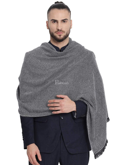 Pashtush India 70x200 Pashtush Mens Thick and Warm Woollen Stole, Smoked Grey