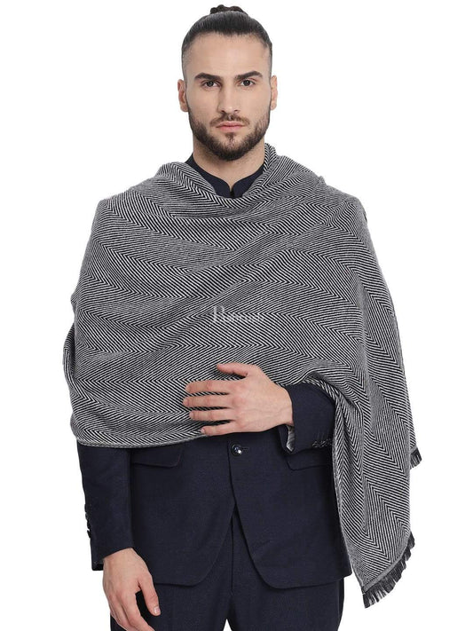 Pashtush India 70x200 Pashtush Mens Thick and Warm Woollen Stole, Smoked Grey