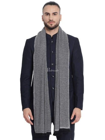 Pashtush India 70x200 Pashtush Mens Thick and Warm Woollen Stole, Smoked Grey