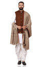 Pashtush India Mens Shawls Gents Shawl Pashtush Mens Thick Shawl Gents Lohi Woven Kinauri Design, Beige