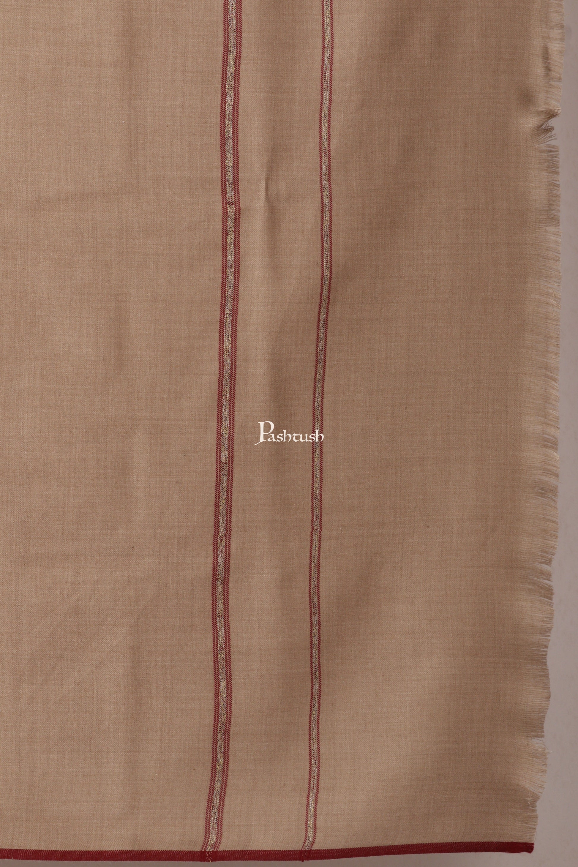 Pashtush India Mens Shawls Gents Shawl Pashtush Mens Thick Shawl Gents Lohi Woven Kinauri Design, Beige