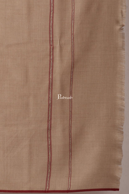 Pashtush India Mens Shawls Gents Shawl Pashtush Mens Thick Shawl Gents Lohi Woven Kinauri Design, Beige