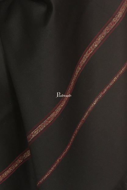 Pashtush India Mens Shawls Gents Shawl Pashtush Mens Thick Shawl Gents Lohi Woven Kinauri Design, Black