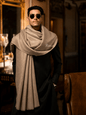 Pashtush India Mens Scarves Stoles and Mufflers Pashtush Mens Twilight Collection, Jacquard Stole, With Metallic Thread Weave, Fine Wool