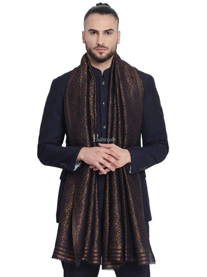 Pashtush India 100x200 Pashtush Mens Twilight Collection, Jacquard Stole, With Metallic Thread Weave, Fine Wool