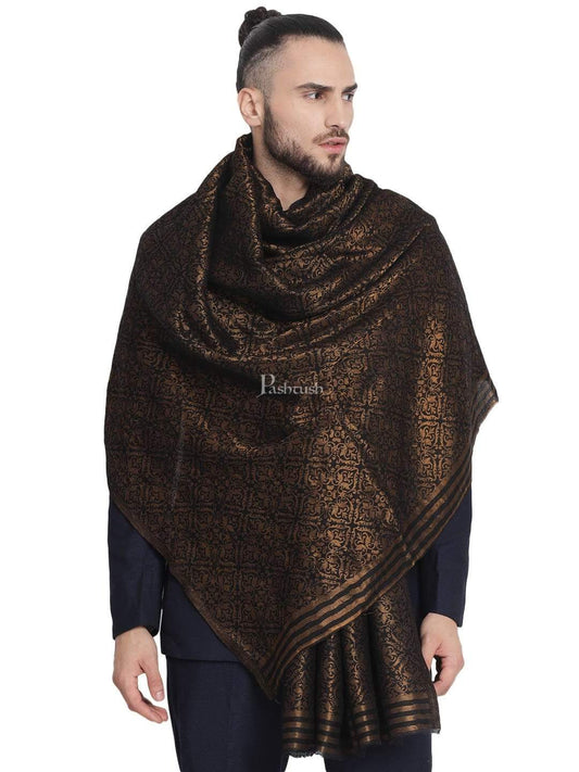 Pashtush India 70x200 Pashtush Mens Twilight Collection, Jacquard Stole, With Metallic Thread Weave, Fine Wool