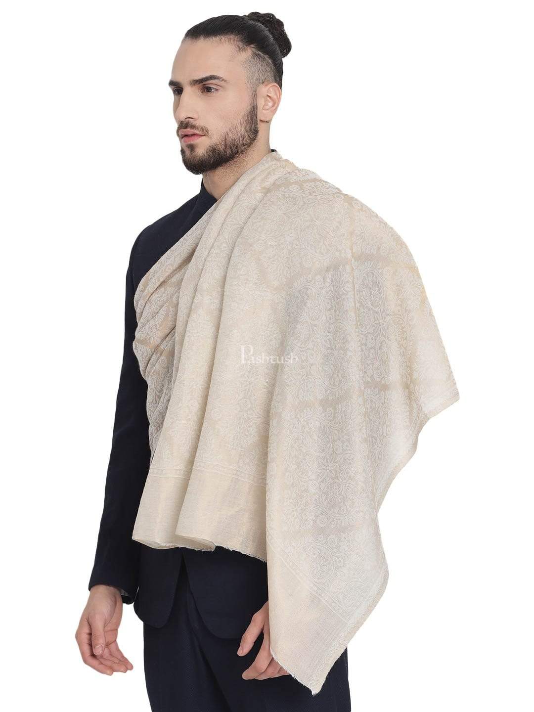 Pashtush India 70x200 Pashtush Mens Twilight Collection, Jacquard Stole, With Metallic Thread Weave, Fine Wool