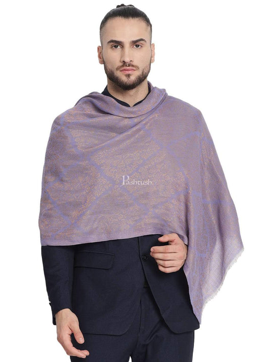Pashtush India 70x200 Pashtush Mens Twilight Collection, Jacquard Stole, With Metallic Thread Weave, Fine Wool