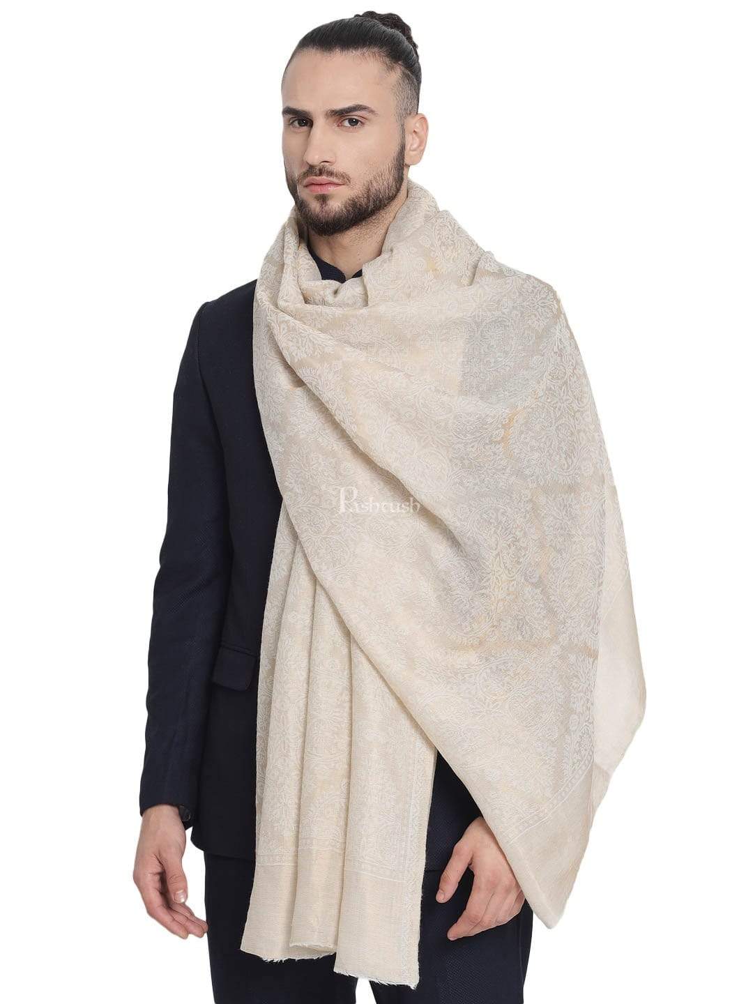 Pashtush India 70x200 Pashtush Mens Twilight Collection, Jacquard Stole, With Metallic Thread Weave, Fine Wool