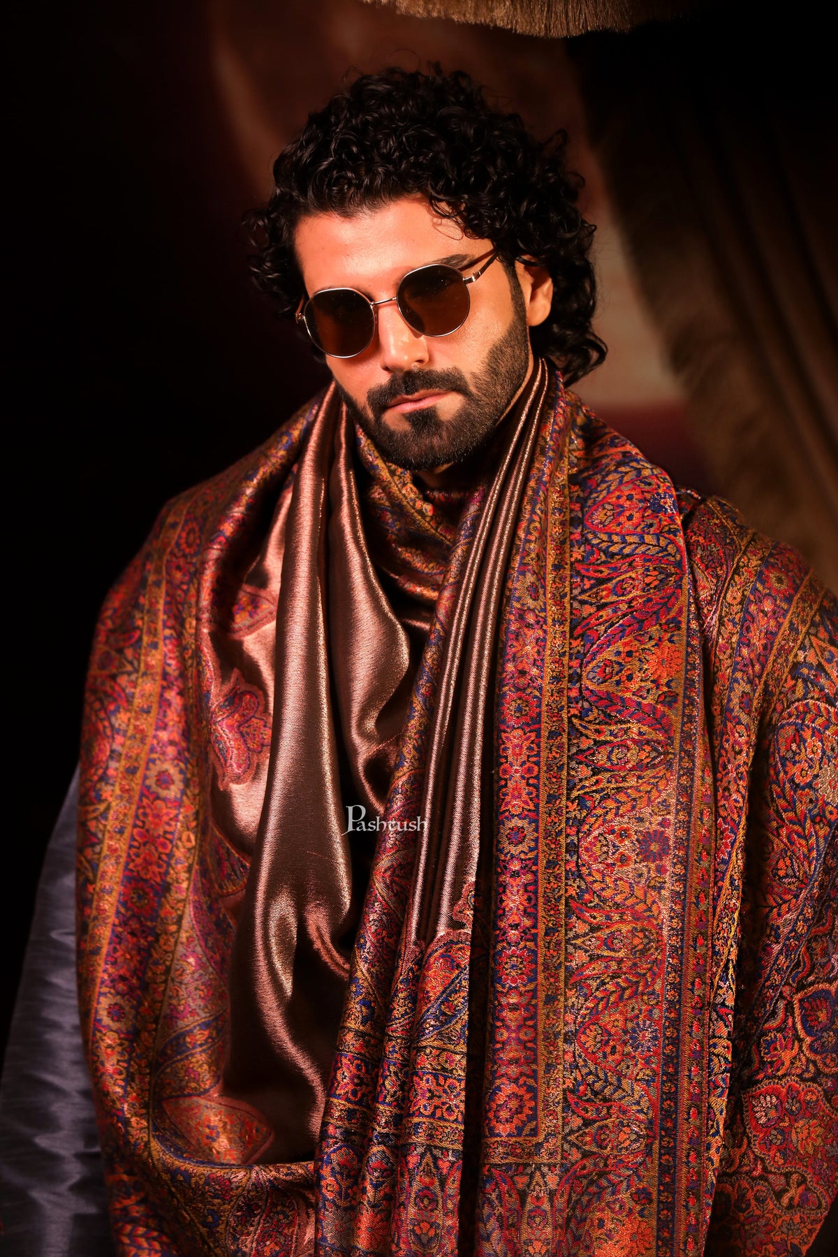 Pashtush India Mens Scarves Stoles and Mufflers Pashtush Mens Twilight Collection Stole, With Metallic Thread Weave, Fine Wool, Reversible