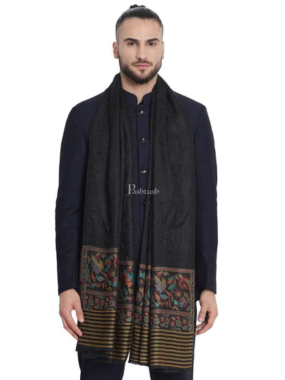 Pashtush India 100x200 Pashtush Mens Wool Soft Wool Cashmere Blended Stole with Ethnic Weave Palla
