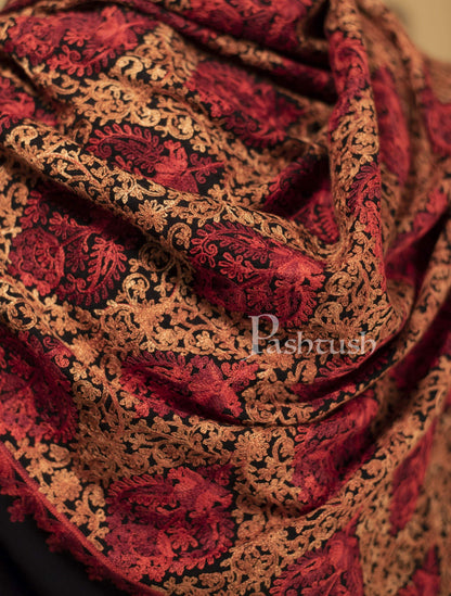 Pashtush India 100x200 Pashtush Mens Woollen, Aari Embroidery Stole, Black