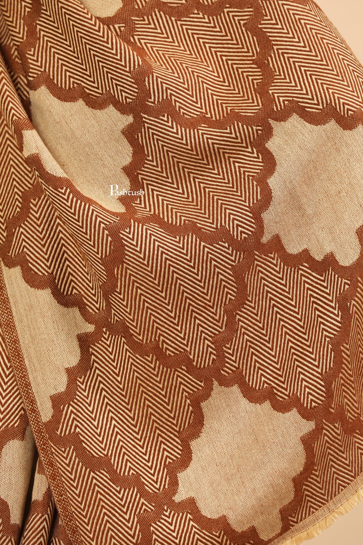 Pashtush India Womens Stoles Pashtush Mens Woollen Stole, Woven Soft And Warm Design, Sahara Brown
