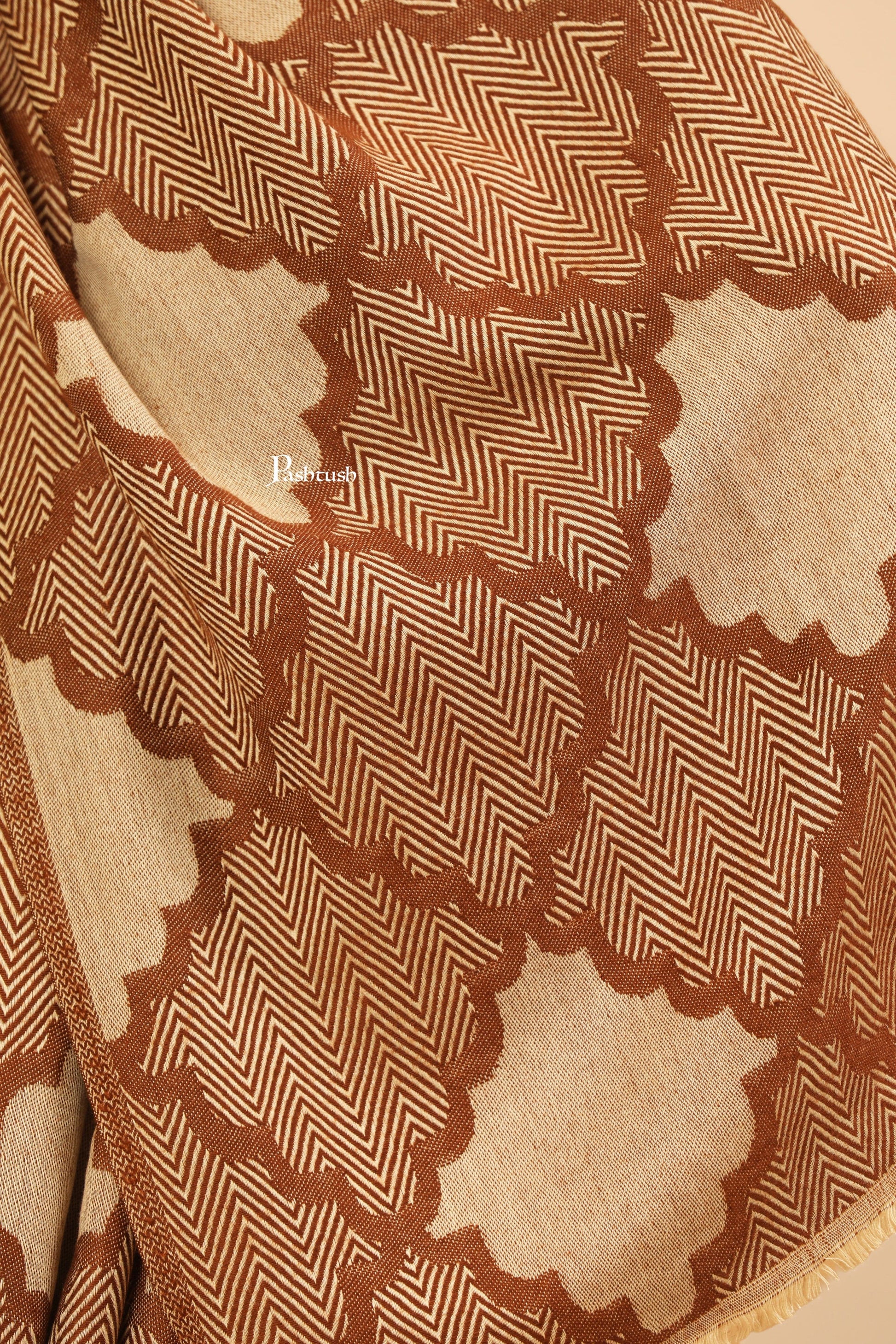 Pashtush India Womens Stoles Pashtush Mens Woollen Stole, Woven Soft And Warm Design, Sahara Brown
