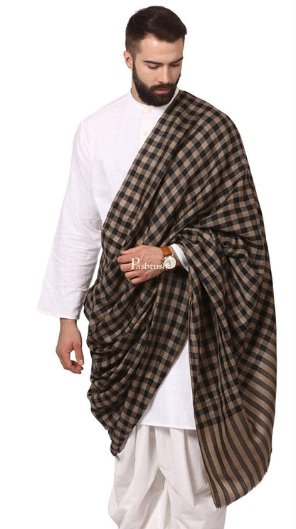 Pashtush His and Her Gift Set of Fine Wool Shawls, Black, Packaged in Keepsake Wooden Chester Gift Box