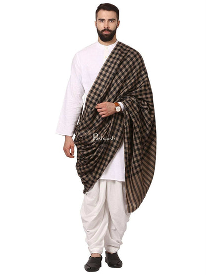 Pashtush His and Her Gift Set of Fine Wool Shawls, Black, Packaged in Keepsake Wooden Chester Gift Box