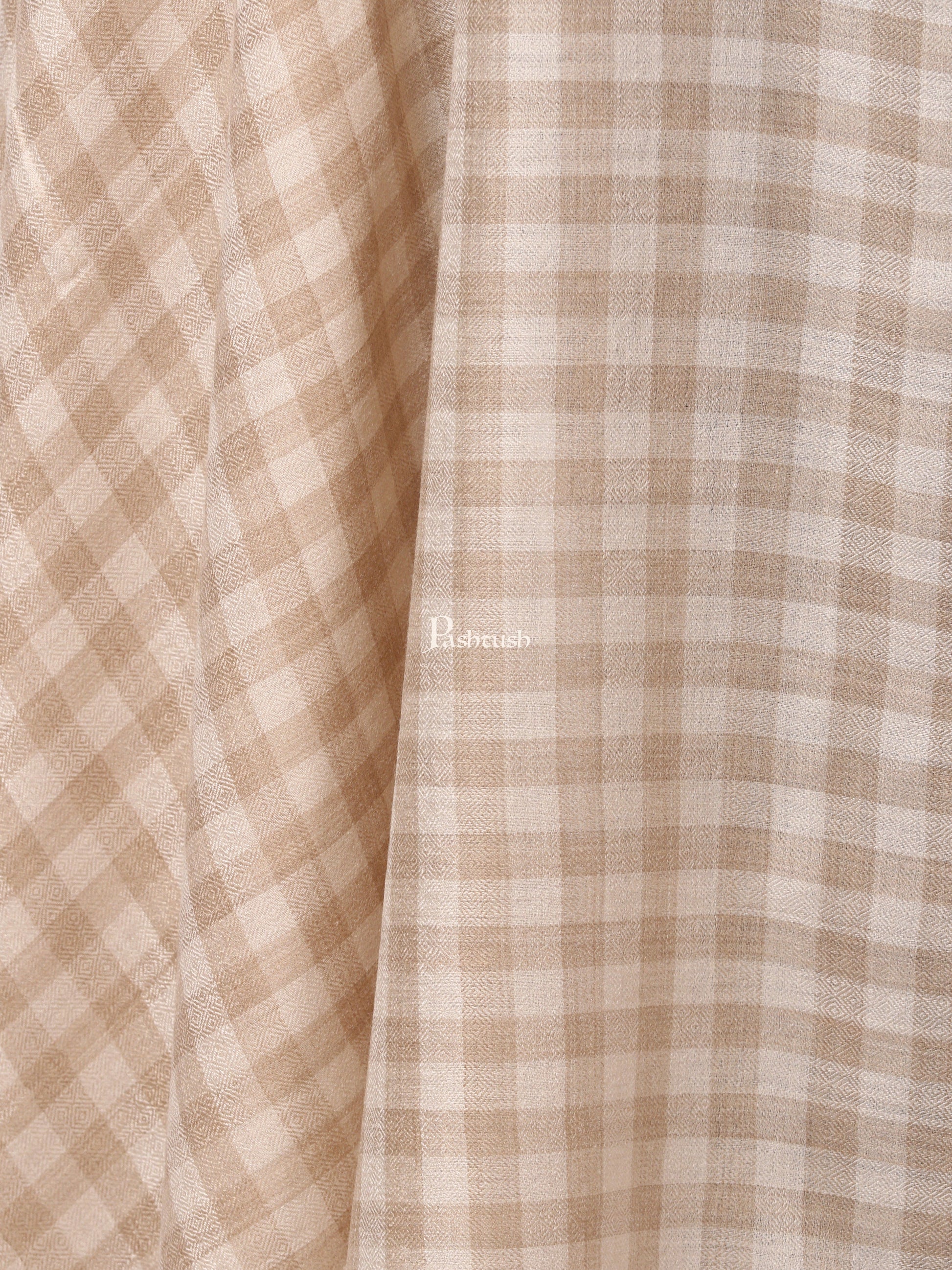 Pashtush India Mens Shawls Gents Shawl Pashtush Mens Woven Check Shawl, Ultra-Light Weight - Fine Wool, Medium, Herringbone Checks