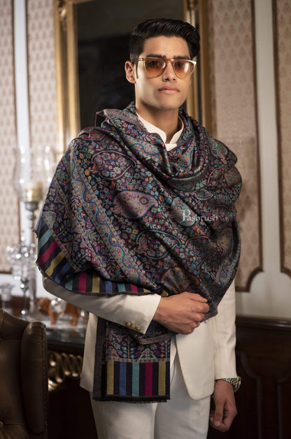 Pashtush India 70x200 Pashtush Mens Woven Ethnic Stole, Extra Soft Bamboo Fibre