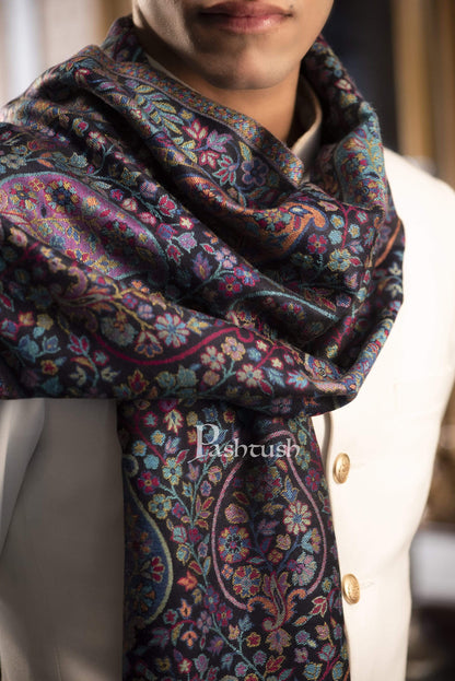 Pashtush India 70x200 Pashtush Mens Woven Ethnic Stole, Extra Soft Bamboo Fibre