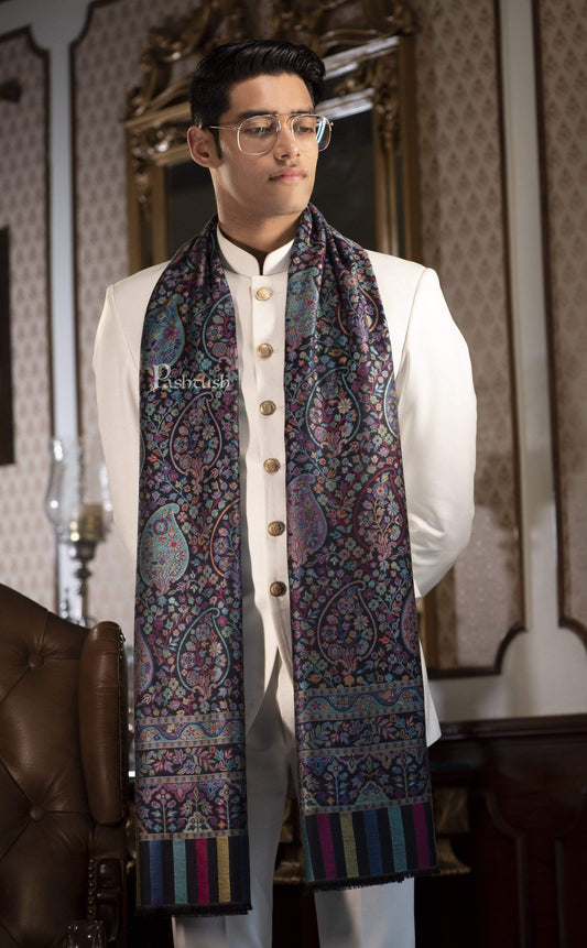 Pashtush India 70x200 Pashtush Mens Woven Ethnic Stole, Extra Soft Bamboo Fibre