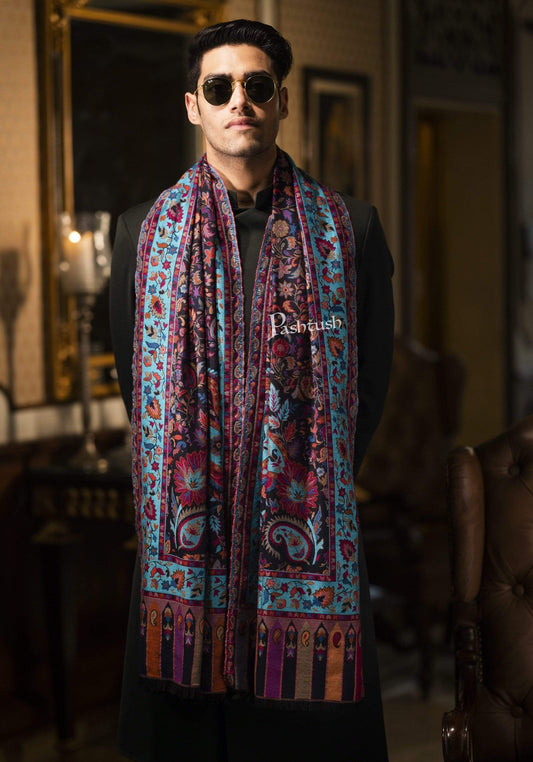 Pashtush India 70x200 Pashtush Mens Woven Ethnic Stole, Extra Soft Bamboo Fibre