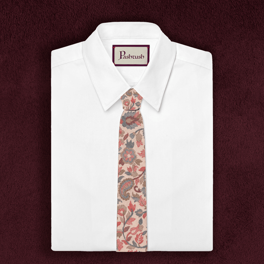 Pashtush Mens Woven Jacquard Necktie, Tie For Men, Bright Colours, Free Size, Beige