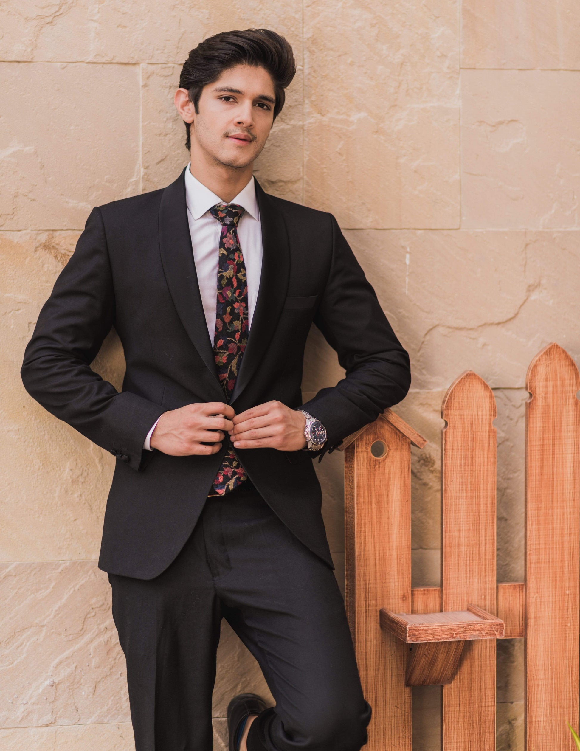 Pashtush India Tie Pashtush Mens Woven Jacquard Necktie, Tie for men, Bright Colours, Free Size, Black