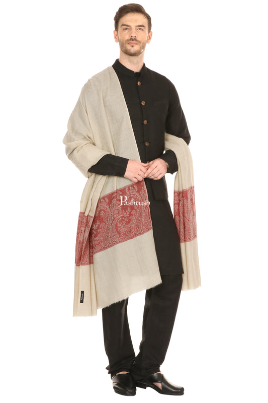 Pashtush India Mens Shawls Gents Shawl Pashtush Mens Woven Jacquard Shawl, Fine Wool, Extra Soft And Warm