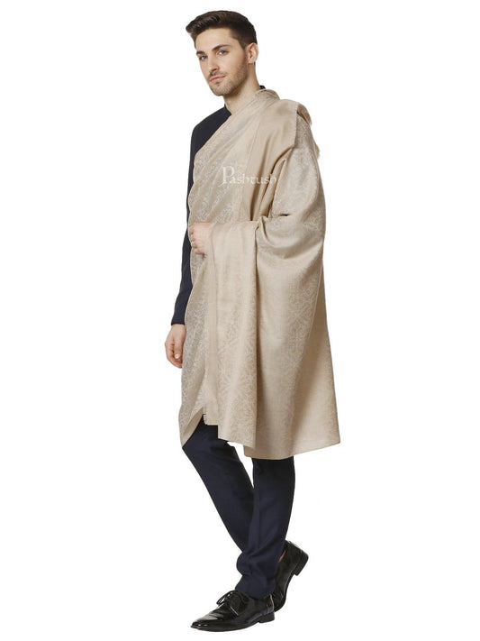 Pashtush India 114x228 PASHTUSH MENS WOVEN Jacquard SHAWL, MERINO WOOL LIGHT WEIGHT, SOFT HAND FEEL